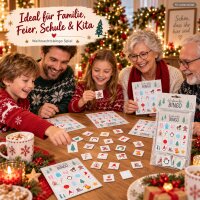 Weihnachtsbingo 12x18cm Grau - Papier Spielset für Heiligabend