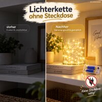 Mikro LED Drahtlichterkette 40 LED warmweiß Silberfarben Batterie
