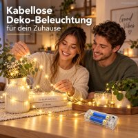 Mikro LED Drahtlichterkette 40 LED warmweiß Silberfarben Batterie