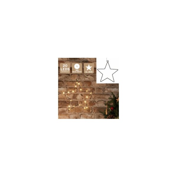 LED Stern 20cm Schwarz - schwarzer Leuchtstern zum Hängen warmweiß