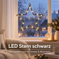 LED Stern 20cm Schwarz - schwarzer Leuchtstern zum Hängen warmweiß