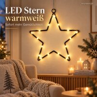 LED Stern 20cm Schwarz - schwarzer Leuchtstern zum Hängen warmweiß