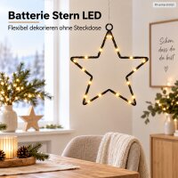 LED Stern 20cm Schwarz - schwarzer Leuchtstern zum Hängen warmweiß