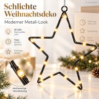LED Stern 20cm Schwarz - schwarzer Leuchtstern zum Hängen warmweiß