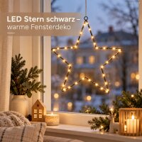LED Dekostern 40cm Schwarz warmweiß - Sternbeleuchtung für Fenster