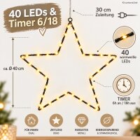 LED Dekostern 40cm Schwarz warmweiß - Sternbeleuchtung für Fenster
