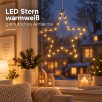 LED Dekostern 40cm Schwarz warmweiß - Sternbeleuchtung für Fenster