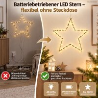 LED Dekostern 40cm Schwarz warmweiß - Sternbeleuchtung für Fenster