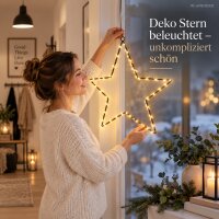 LED Dekostern 40cm Schwarz warmweiß - Sternbeleuchtung für Fenster