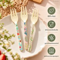 Kindergabel Melamin 14,5cm Bunt Elfenbein Kuchengabel Flower Prints