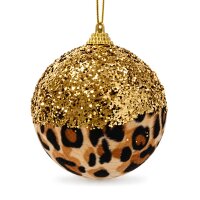 Weihnachtsbaumkugel 8cm Bunt - Dekokugel Schaumstoff mit Leo-Look