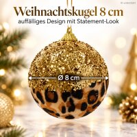 Weihnachtsbaumkugel 8cm Bunt - Dekokugel Schaumstoff mit Leo-Look