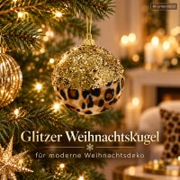 Weihnachtsbaumkugel 8cm Bunt - Dekokugel Schaumstoff mit Leo-Look