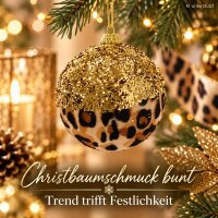 Weihnachtsbaumkugel 8cm Bunt - Dekokugel Schaumstoff mit Leo-Look