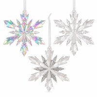 Deko Schneeflocke transparent 2x11,5cm Polystyrol Anhänger 3er Set