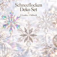 Deko Schneeflocke transparent 2x11,5cm Polystyrol Anhänger 3er Set