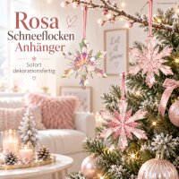 Rosa Schneeflocken Deko 3er Set 2x13cm Hellrosa Anhänger zum Aufhängen
