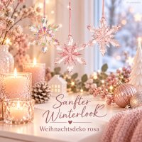 Rosa Schneeflocken Deko 3er Set 2x13cm Hellrosa Anhänger zum Aufhängen