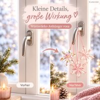 Rosa Schneeflocken Deko 3er Set 2x13cm Hellrosa Anhänger zum Aufhängen