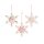 Rosa Schneeflocken Deko 3er Set 2x13cm Hellrosa Anhänger zum Aufhängen