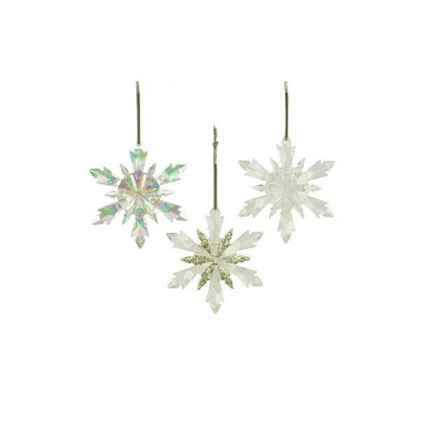 Deko Schneeflocke 2x13cm Grün mintgrün - 3er Set Christbaumanhänger