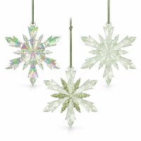Deko Schneeflocke 2x13cm Grün mintgrün - 3er Set Christbaumanhänger