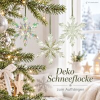 Deko Schneeflocke 2x13cm Grün mintgrün - 3er Set Christbaumanhänger