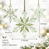 Deko Schneeflocke 2x13cm Grün mintgrün - 3er Set Christbaumanhänger