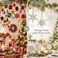 Deko Schneeflocke 2x13cm Grün mintgrün - 3er Set Christbaumanhänger