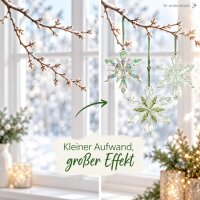 Deko Schneeflocke 2x13cm Grün mintgrün - 3er Set Christbaumanhänger