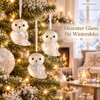 Deko Eule Anhänger 6,5cm Transparent Polystyrol für Baum und Zweige