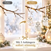 Deko Eule Anhänger 6,5cm Transparent Polystyrol für Baum und Zweige