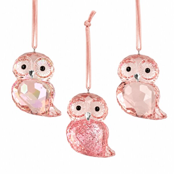 Deko Anhänger Eule 5,5x6,5cm Rosa Rosé Polystyrol 3er Set