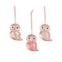 Deko Anhänger Eule 5,5x6,5cm Rosa Rosé...