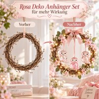 Deko Anhänger Eule 5,5x6,5cm Rosa Rosé Polystyrol 3er Set