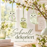 Deko Eulen zum Anhängen 5,5x6,5cm Grün hellgrün Polystyrol Set