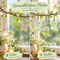 Deko Eulen zum Anhängen 5,5x6,5cm Grün hellgrün Polystyrol Set