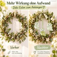 Deko Eulen zum Anhängen 5,5x6,5cm Grün hellgrün Polystyrol Set