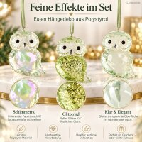 Deko Eulen zum Anhängen 5,5x6,5cm Grün hellgrün Polystyrol Set