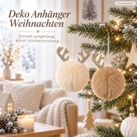 Deko Anhänger Weihnachten D9xH16cm Beige Braun Elch Kugelanhänger