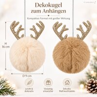 Deko Anhänger Weihnachten D9xH16cm Beige Braun Elch Kugelanhänger