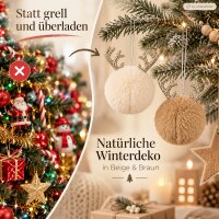 Deko Anhänger Weihnachten D9xH16cm Beige Braun Elch Kugelanhänger