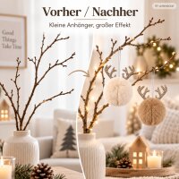 Deko Anhänger Weihnachten D9xH16cm Beige Braun Elch Kugelanhänger