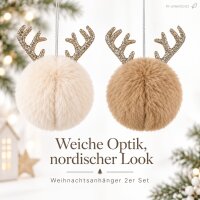 Deko Anhänger Weihnachten D9xH16cm Beige Braun Elch Kugelanhänger