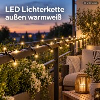 LED Lichterkette warmweiß außen 100LED 742,5cm Schwarz Twinkle