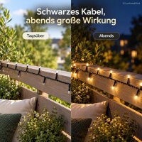 LED Lichterkette warmweiß außen 100LED 742,5cm Schwarz Twinkle