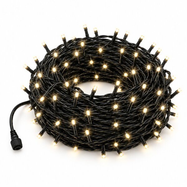 LED Dekolichterkette außen 15m Schwarz warmweiß 200 LED Kunststoff