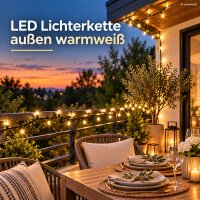 LED Dekolichterkette außen 15m Schwarz warmweiß 200 LED Kunststoff