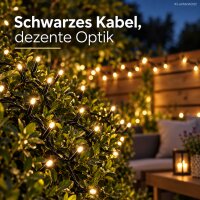 LED Dekolichterkette außen 15m Schwarz warmweiß 200 LED Kunststoff