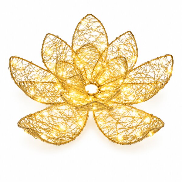 LED Leuchtblume 28x9cm Goldfarben warmweiß Metall outdoor